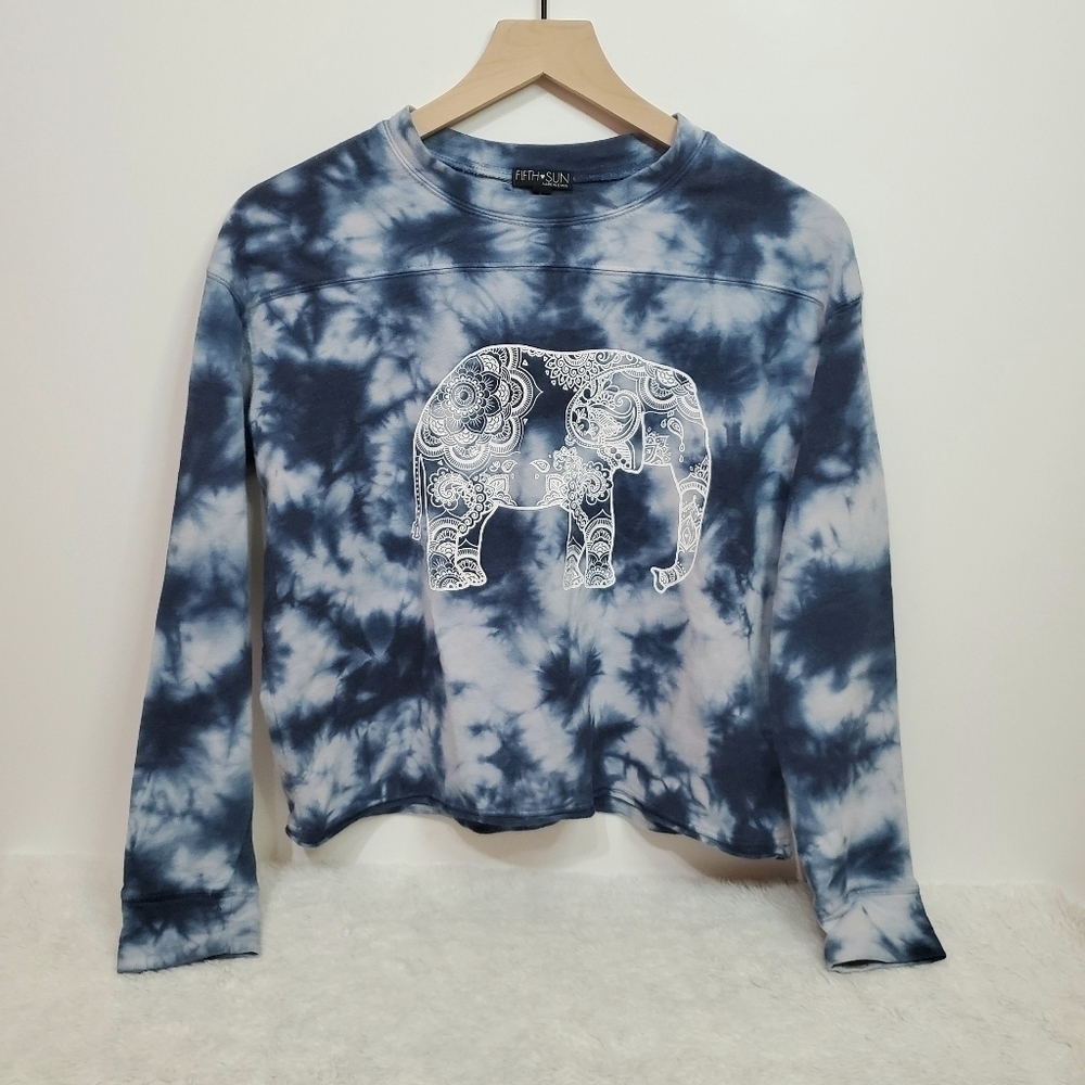 𝅺FIFTH Sun Boho Elephant Tie Dye Crop